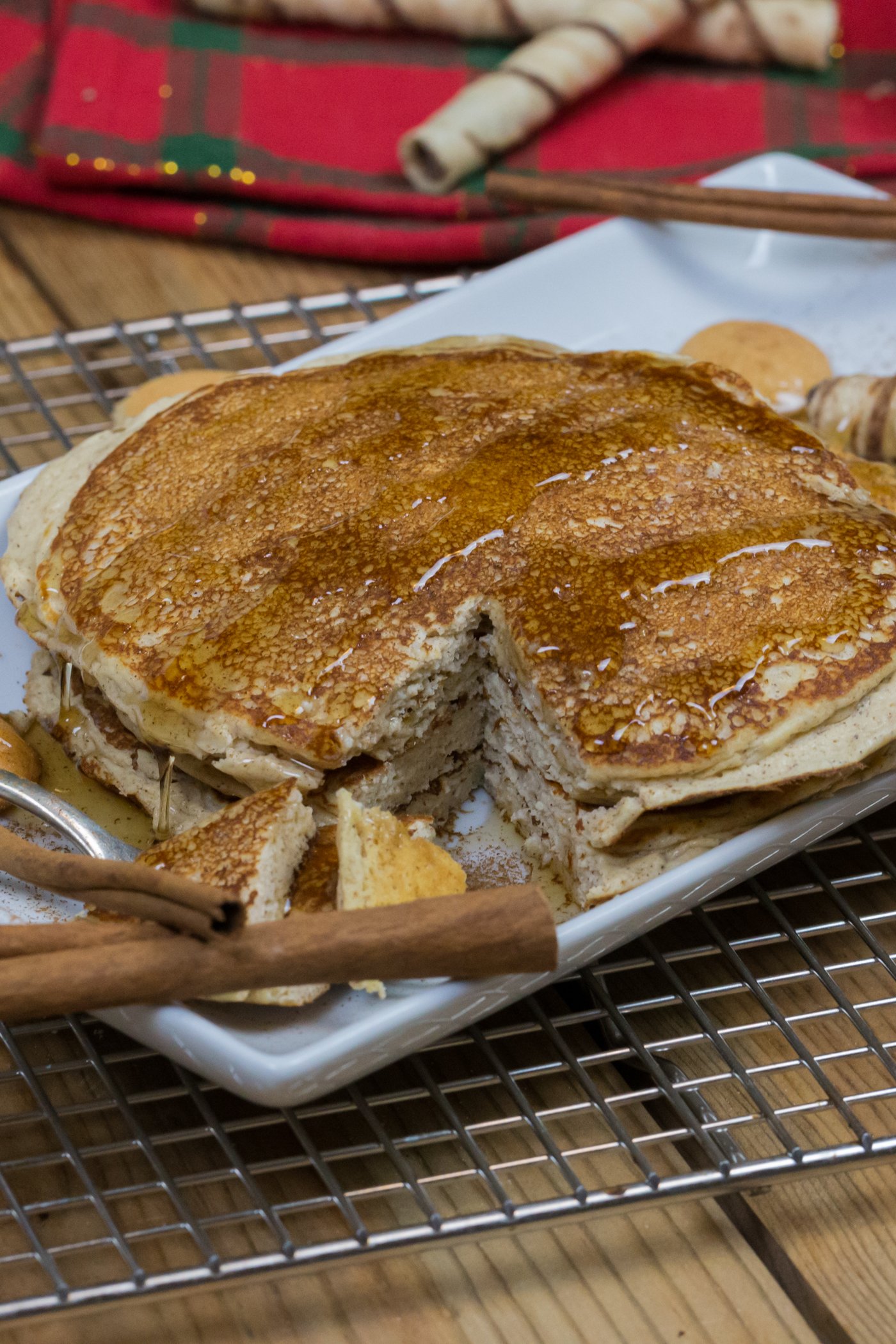 Protein Eggnog Pancakes