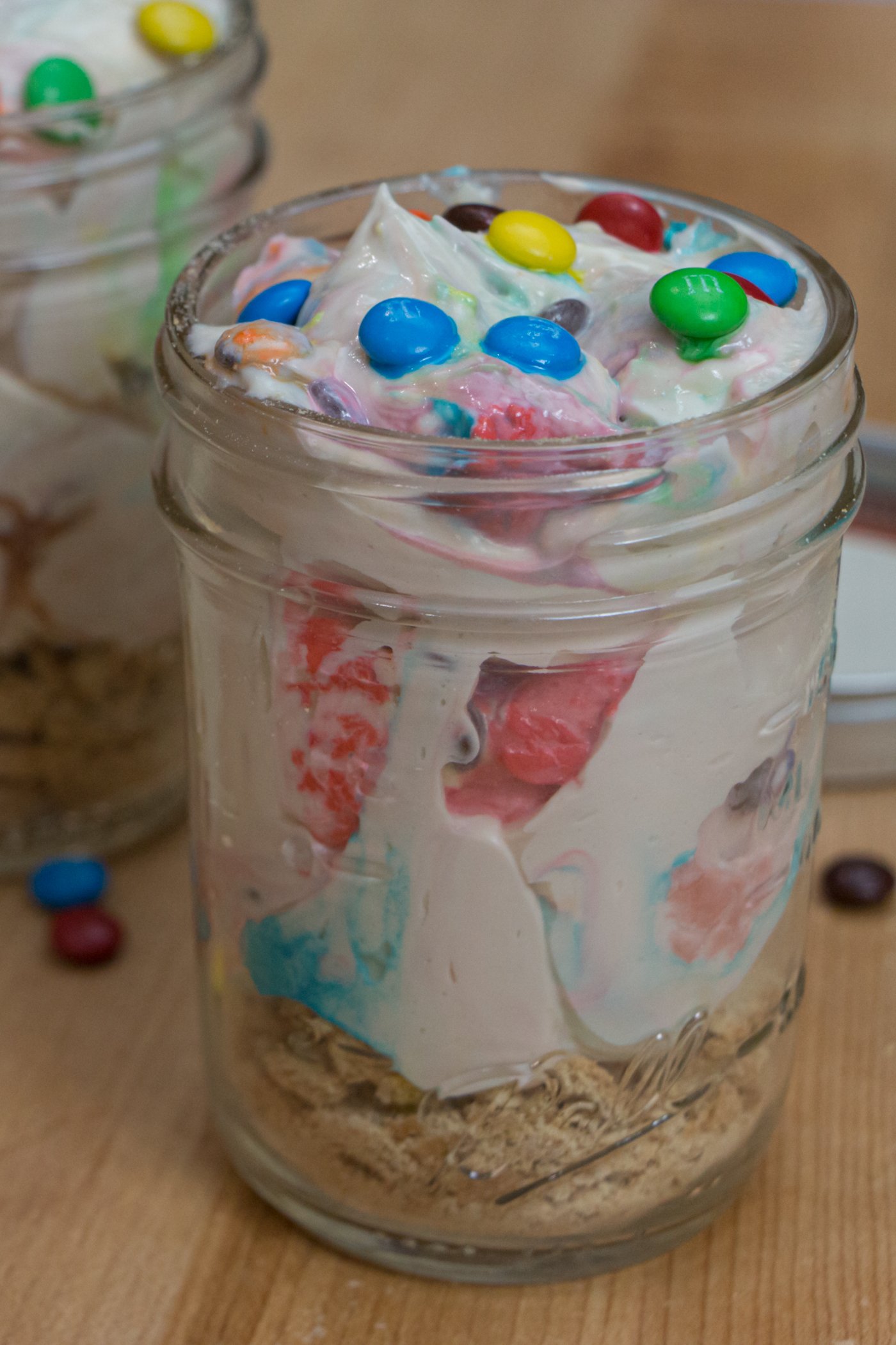No Bake M&M Protein Cheesecakes