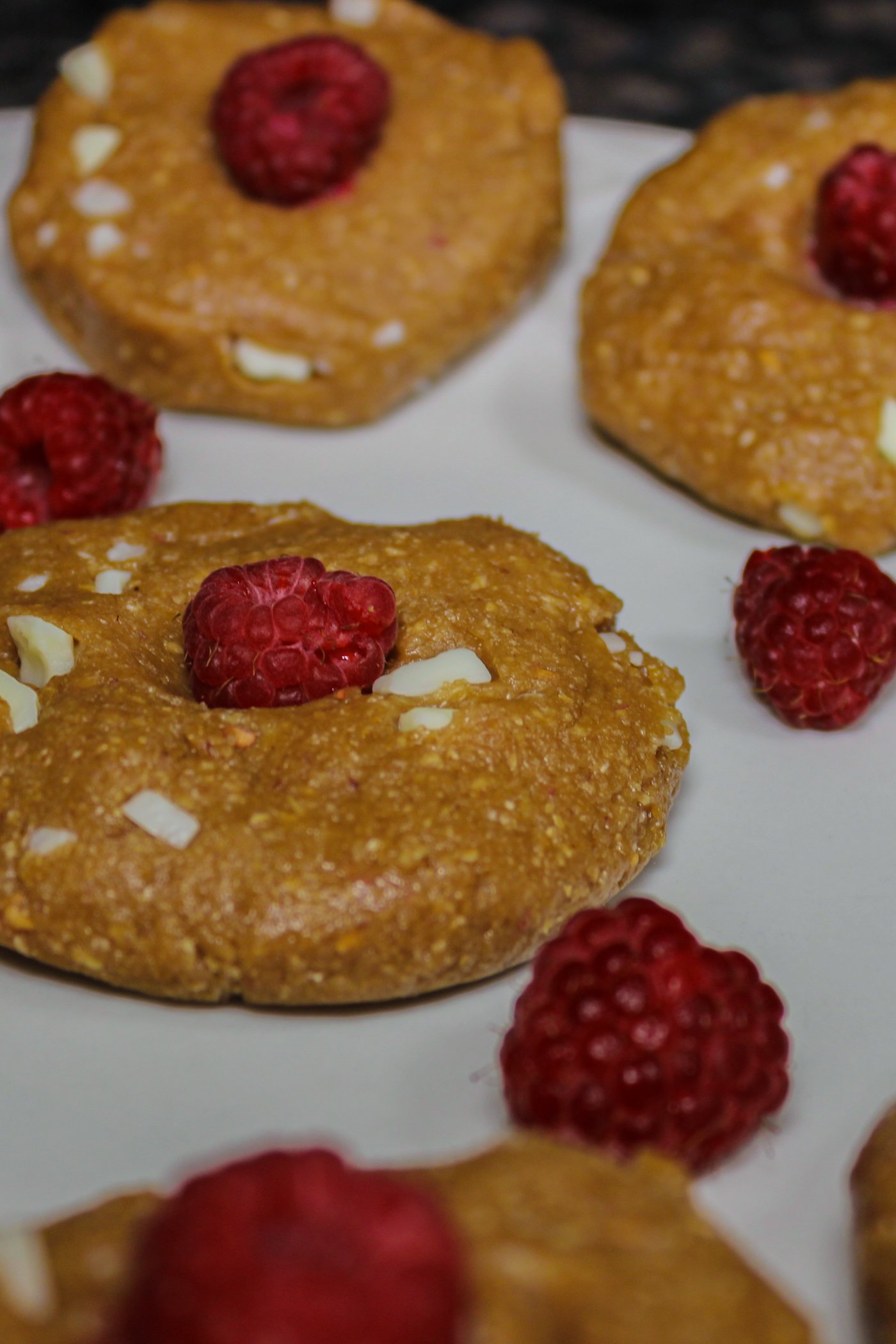White Chocolate Raspberry Protein Cookies