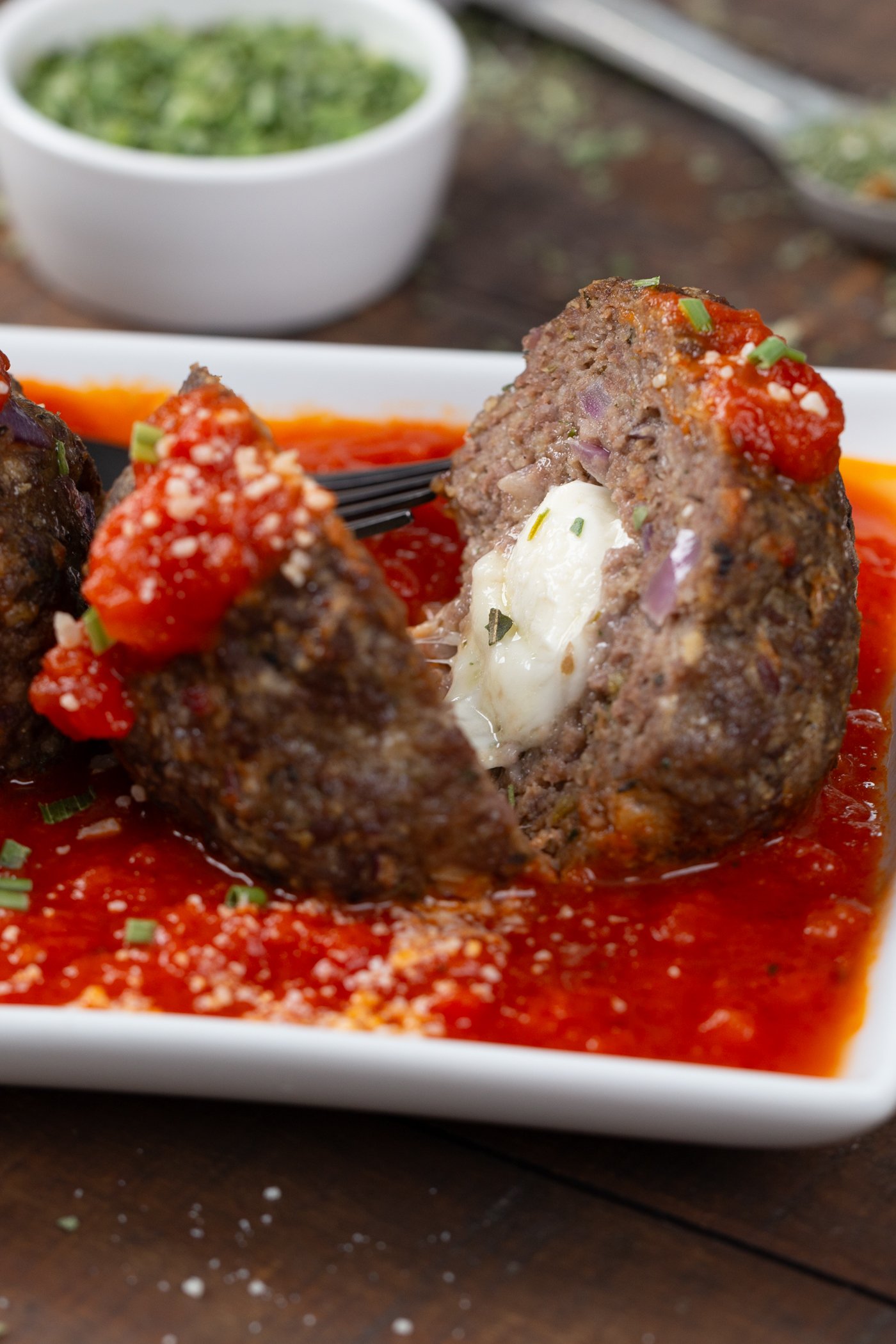 Easy Mozzarella Stuffed Meatballs
